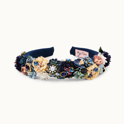Haarreif Flower Navy