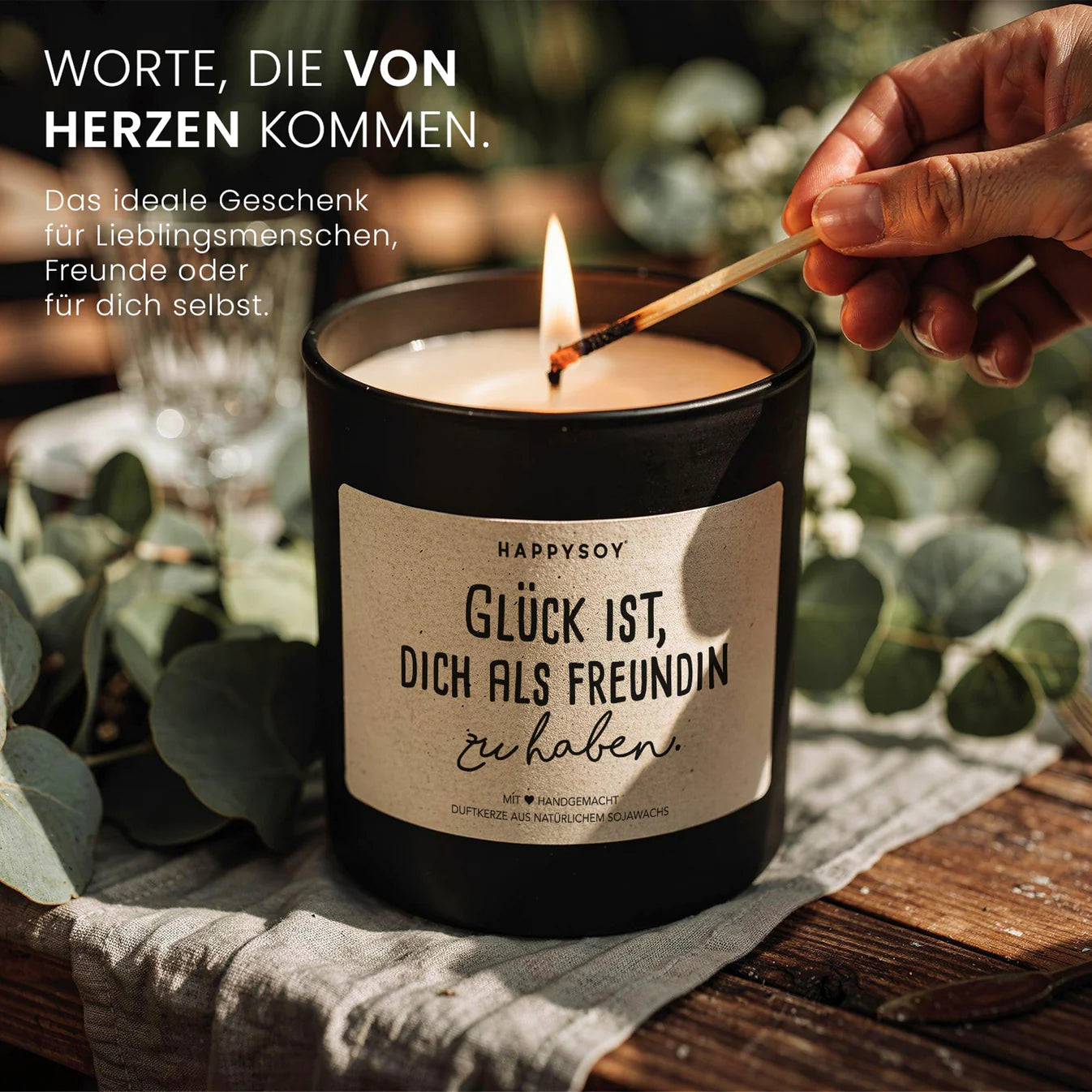 Duftkerze - Glück ist, dich als Freundin zu haben.
