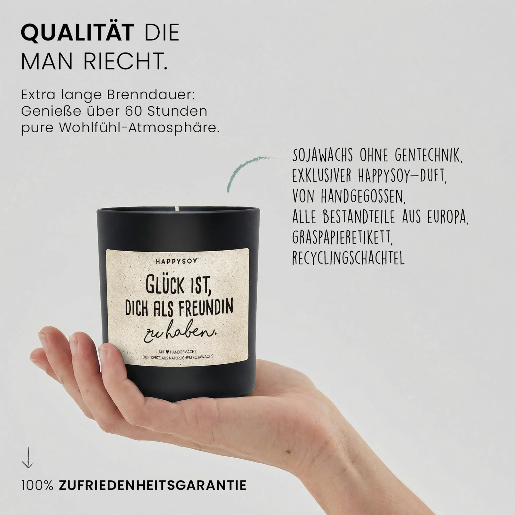 Duftkerze - Glück ist, dich als Freundin zu haben.