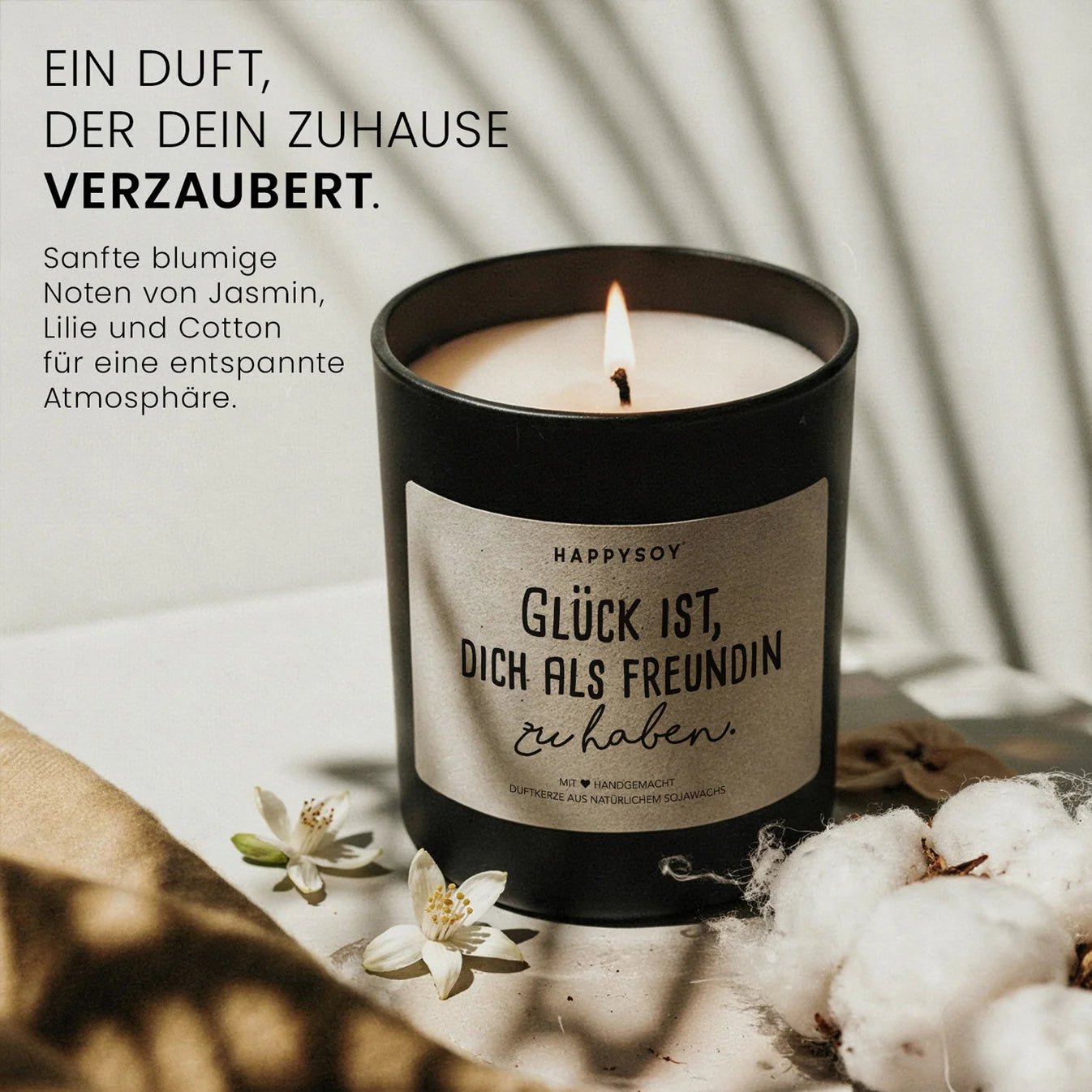 Duftkerze - Glück ist, dich als Freundin zu haben.