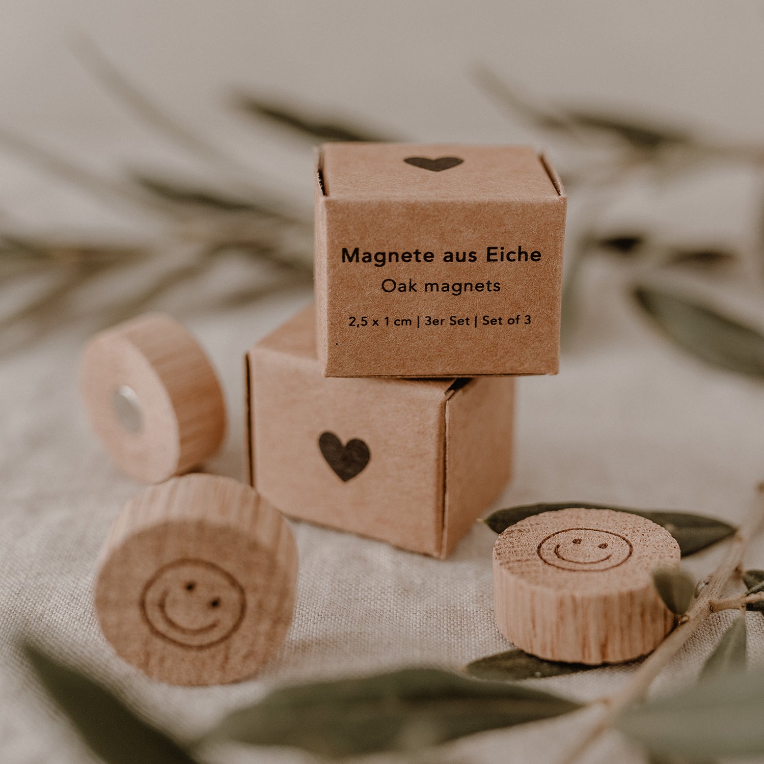 Smiley Holzmagnet 3er Set