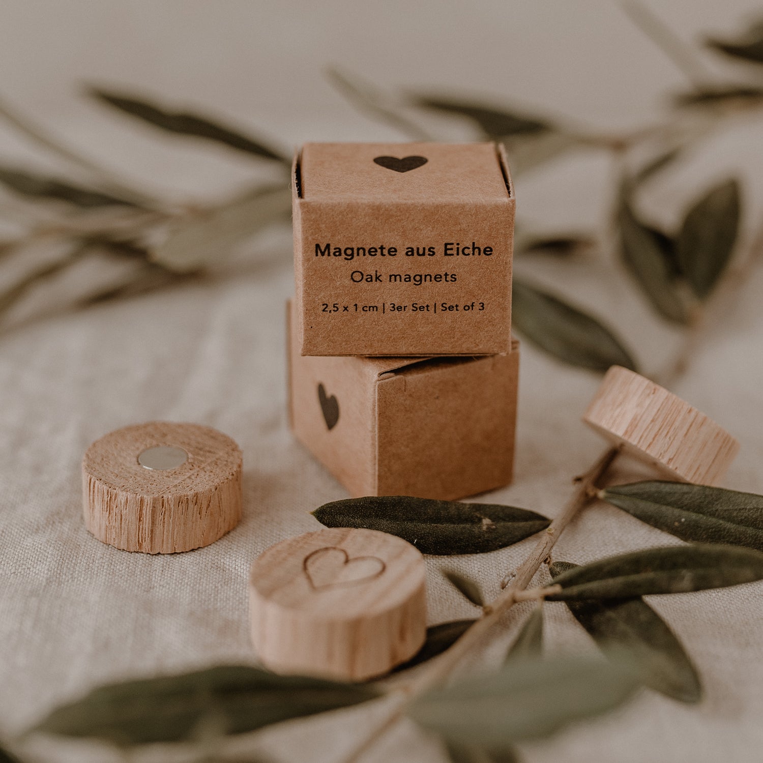 Herz Holzmagnet 3er Set