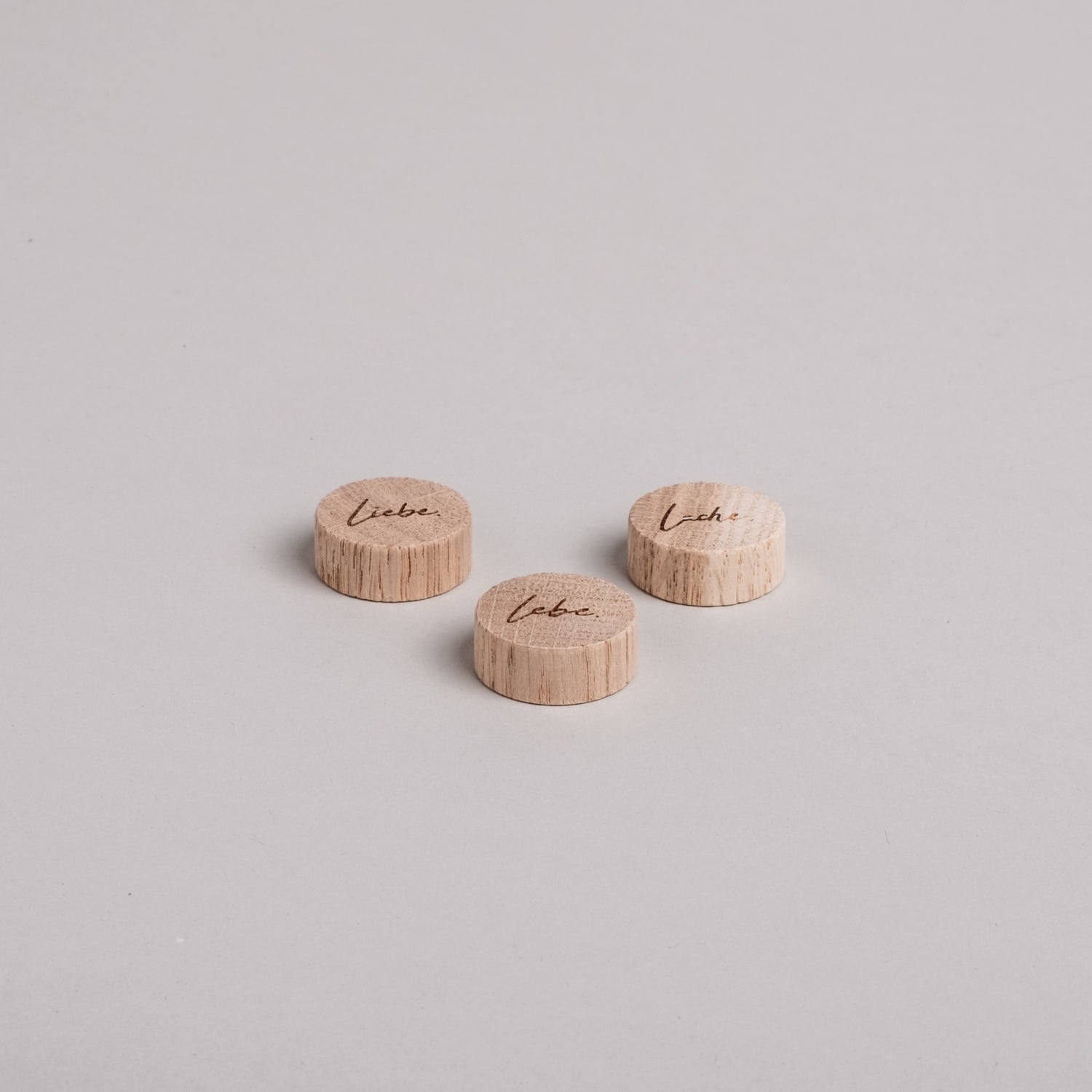 Lebe Liebe Lache Holzmagnet 3er Set