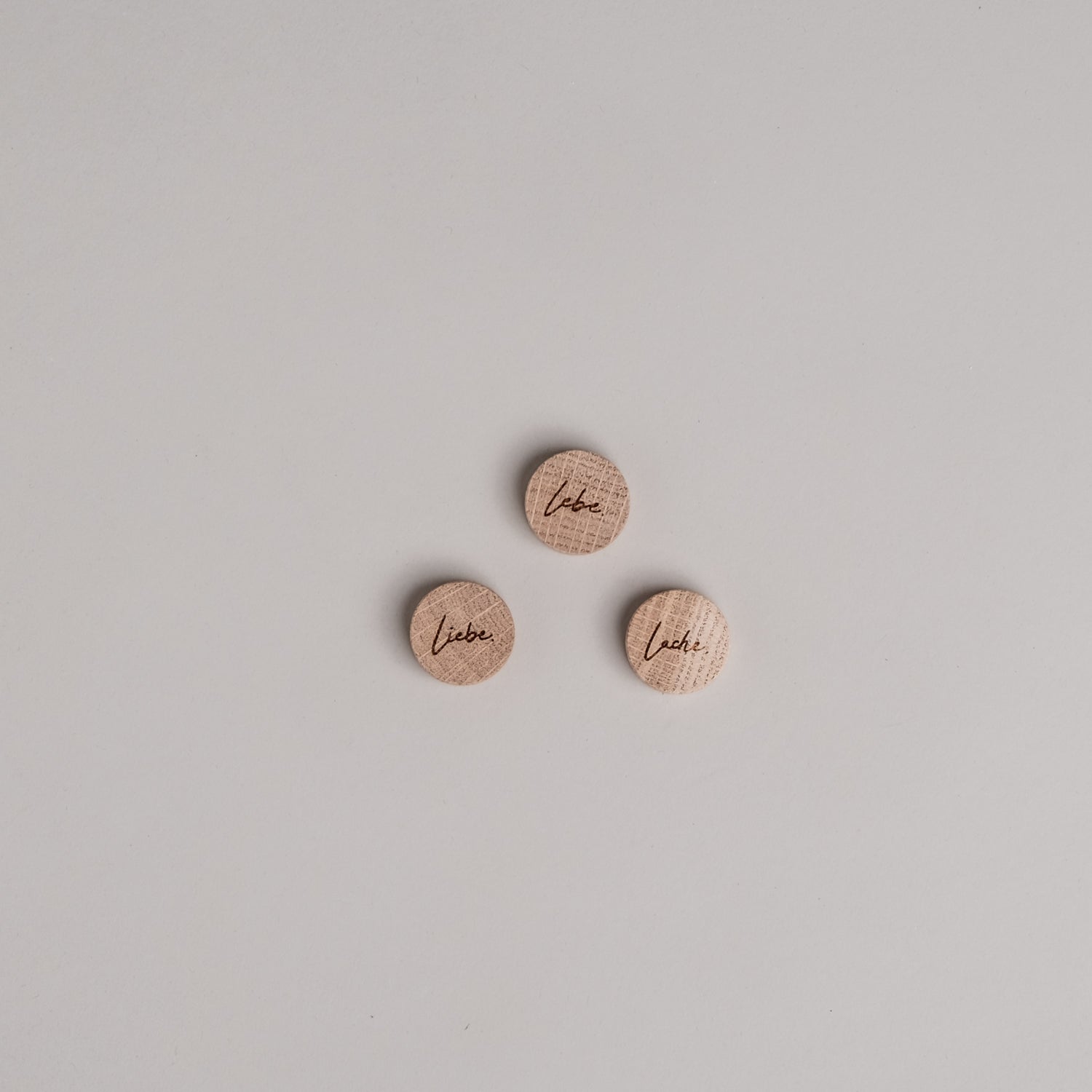 Lebe Liebe Lache Holzmagnet 3er Set