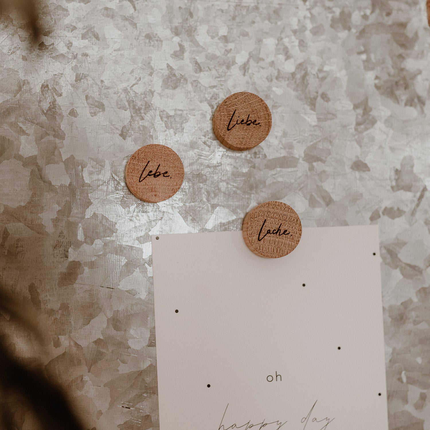 Lebe Liebe Lache Holzmagnet 3er Set