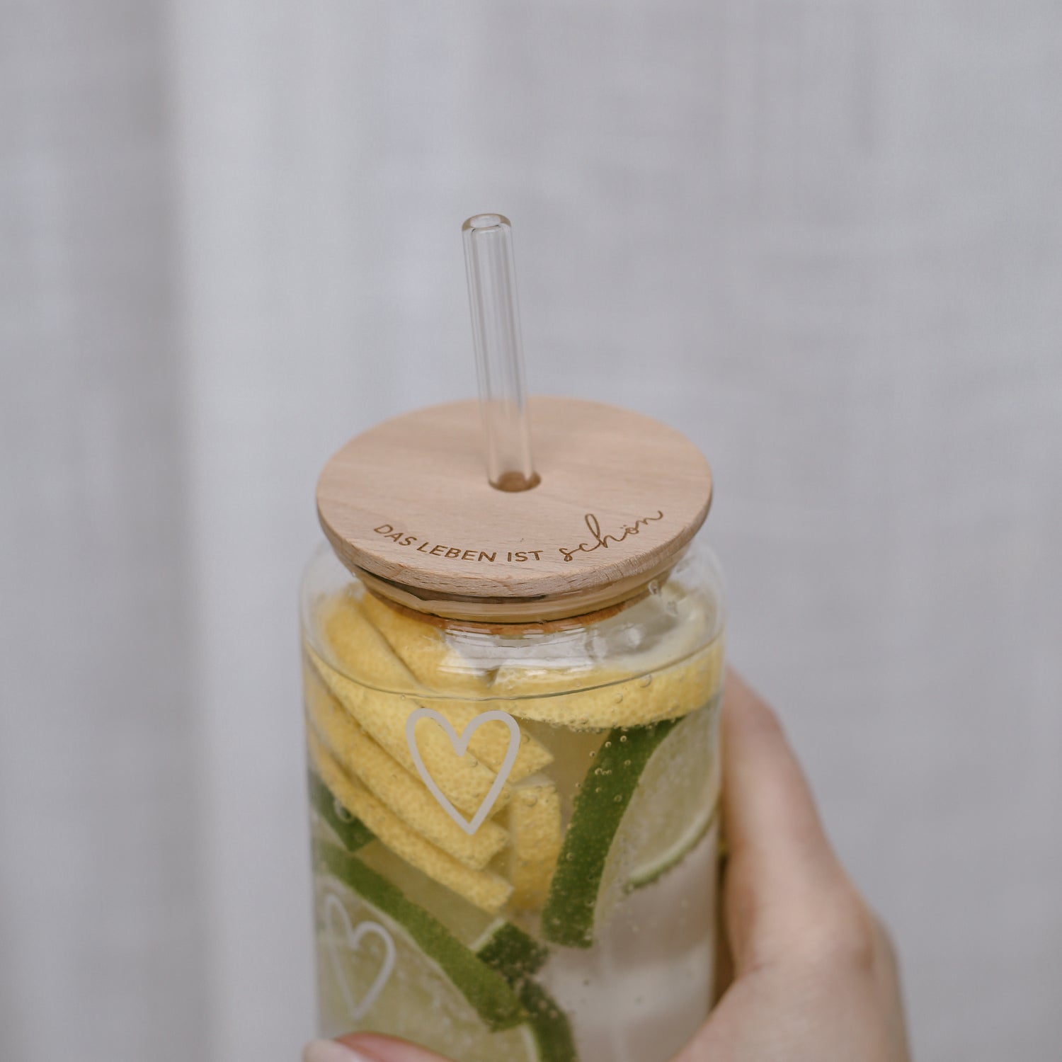 Deckel Das Leben ist schön für Hohes Trinkglas