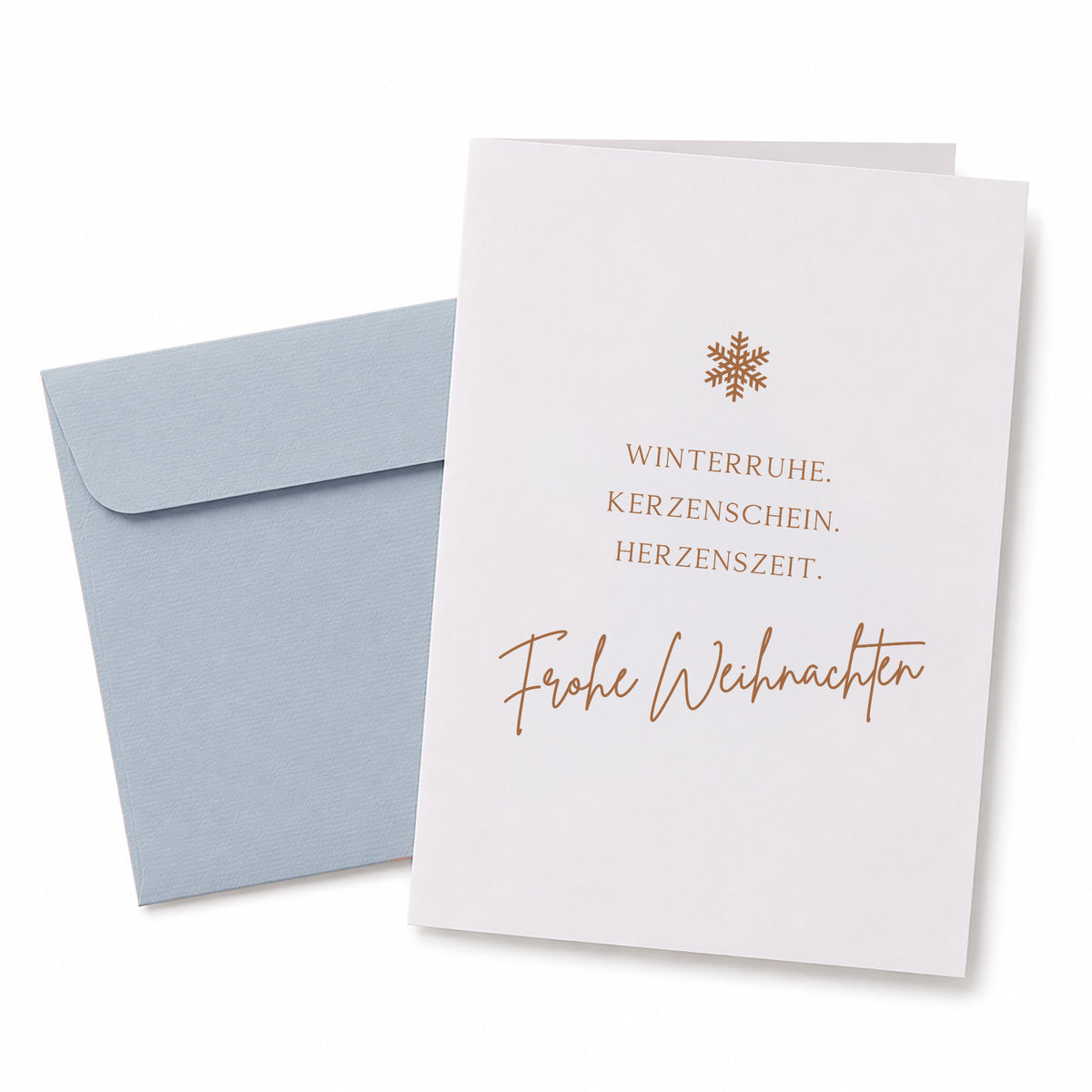 Klappkarte Winterruhe. Kerzenschein. Herzenszeit. - Umschlag Blau
